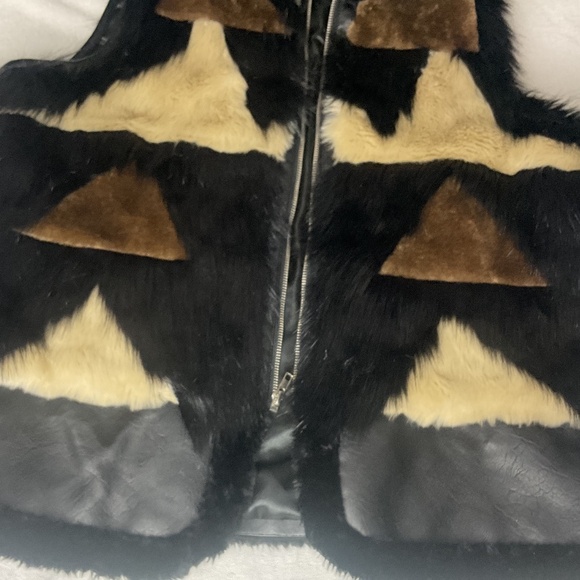 DONNA SALYERS FABULOUS FURS FAUX FUR FULL ZIP MULTICOLORED VEST SIZE XL - Picture 10 of 14